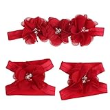 Elevin(TM) HOT Baby Girl's Kids Colorful Foot Flower Barefoot Sandals + Headband Set (red) by Elevin