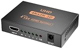 HDMI分配器 スプリッター 1 in 4 out 1入力4出力 4画面 同時出力 金属製本体 放熱性 耐久性 HDMIセレクター 4K 3D 1080P HDMI1.4 PS3/PS4/PS5 Xbox HDTV HDCP DVD 対応 USB給電ケーブル付