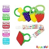 Mammas Club 5 Fruit Baby Teething Toys with Pacifier Clip/ Holder - Non-Toxic, BPA, Latex and Phthal