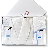 ブルーム 今治タオル 認定 【G】 Fit-Use ベビーポンチョ (ホワイト) + Fit-Use バスローブ (花柄ホワイト) Mサイズ 箱入り 出産祝い ギフトセット