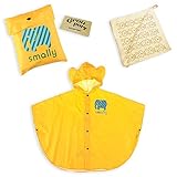 (グルポート)Grouport 耳付き アニマル キッズ レインコート ポンチョ [オリジナルタオル付き] (M, 黄色)