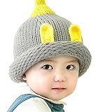 YY-Shop ベビー帽子 ニット帽子 男の子 女の子 新生児 秋冬 ニット キッズ帽子 キャップ かわいい 子供 防寒 ハット 出産祝い 防風 ウサギ 耳付き（0~2歳） (1グレー)