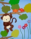 Green Leaf Art Monkey Canvas Art [並行輸入品]