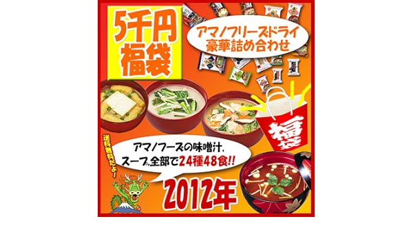 Amazon 福袋 12年 アマノフーズフリーズドライ詰め合わせ24種48食セット みそ汁 スープ 送料無料 沖縄 北海道は送料500円かかります Earthink スープ 味噌汁 通販