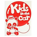 レッド（赤） Kids in the car〈パンダ 動物〉ステッカー 帽子 蝶ネクタイ 着用 窓ガラス シール 車 キッズ イン ザ カー ※吸盤・マグ...