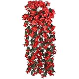 gtidea 2パック人工バイオレットシルクVines Flowers Green Leaves Plants Hanging Rattan Fences背景Windows壁装飾卸売ホームパーティーセ
