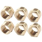 uxcell 真鍮 六角 ブッシュ PT 六角 ヘッド コネクタ パイプ ゴールドトーン 6個入り