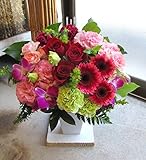 ＴＶチャンピオン出場【今旬フラワーアレンジメント5,500円 ヨーロピアン 赤・ピンク系】誕生日 花　誕生日 プレゼント 女性 フラワーアレンジメント 開業開店祝い 花 劇場 楽屋花 ギフト お見舞い
