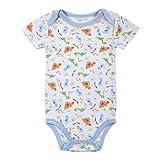 Mother Nest ベビー爬行服 ロンパース 子供服 カバーオール　爬行ウェア　チャックル ボディ肌着 出産祝い ボディスーツ 前開き　綿100% ブルー　半袖
