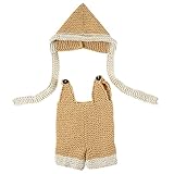 (トヨベイ)Toyobuy ベビーニット服 赤ちゃん服 可愛い 寝相アート 着ぐるみ キャップ＋サロペット セット コスチューム 誕生記念 写真撮影用 衣装 出産祝いプレゼント 0-3ヶ月ベビーに（ベ