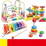 赤ちゃんおもちゃ　ビーズコースター 　キッズ 　木製 　ルーピング 　おもちゃ　指先トレーニング 　積み木　セット　ミニ サイズ キャンディー模様　早期開発　プレゼント (4点セット)