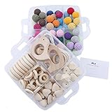 Mamimami Home 噛がため 木製 看護 DIY 2層セット 木製動物リング 66個26色 かぎ針編みビーズ 欧米流行 ママ用 授乳ネックレス 幼児歯固め ガラガラ ベビージム 「付きボックス