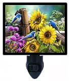 Night Light – Sunflower Garden – Bluebirds – Fall – 秋