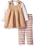 Little Lass Baby Girls' 3 Piece Suede Jumper Set Tan 12 Months [並行輸入品]