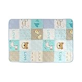 ハニー・ベッディング（Honey Bedding）幼児用 キルティング マットレス保護パッド 防水 可愛いデザイン 74ｘ108cm 超音波法 (赤ちゃん動物ブルー)