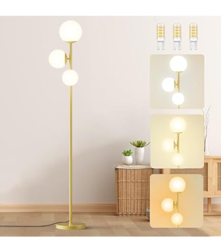 Amazon.co.jp : 3 グローブ モダン フロアランプ、ミッドセンチュリー