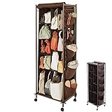 バッグ かばん 収納 バッグ収納ラック 4連 キャスター付き 収納棚 シェルフ 大容量 鞄 整理 ブラウン