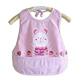 素敵な防水ノースリーブベビービブズポケットピンクのウサギ