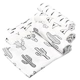 Kolamom Baby Muslin Swaddle Blankets 3 Pack 47x47 Inches Large Nursery Swaddling Blanket Shower Gift
