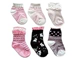 6足組(スニーカー丈3足、クルー丈3足)ソックス 9-14㎝ 女の子用 スベリ止め付