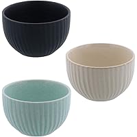 テーブルウェアイースト 和のうつわ コロン トクサボウル 3色1個ずつセット 黒,ベージュ,ブルー 13.6 x 10.5 10.4 cm FBA-mo-D2-1001-0