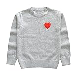 Karchi 子供服 ニットセーター 長袖 しっかり丸ネック 刺繍 暖かい色物 無地ハイクオリティー 女の子 男の子 秋冬 6色選べる 80 90 100 110 120 130 安値 秋 冬 (80