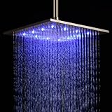 Ouku ®ステンレススチール降雨シャワーヘッド12インチ正方形バスルームLEDシャワーヘッド固定壁マウントシャワーヘッドシャワーアームせず