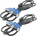 オーディオファン VGAケーブル 1.8m VGAモニター用 D-sub 15ピン プラグ-プラグ ノイズ対策 フェライトコア付き ブラック 2本