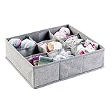 mDesign Fabric Baby Nursery Closet Organizer Bin for Clothing, Bibs, Socks, Shoes - 9 Compartments, 