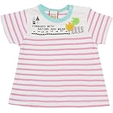 【本体綿100%】2016年 夏物 UZUCHAT ウズチャット 天竺 ボーダー切替アップリケ 半袖Ｔシャツ UZULAND ウズランド ピンク◇90cm