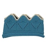 ベビー クラウンニットヘアバンド ゴールドステッチ 約43cm-47cm ブルー