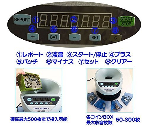 Hoomya 日本硬貨専用 270枚/分 高速コインカウンター 自動計算 硬貨