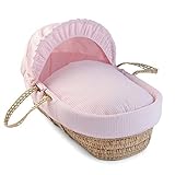 Clair de Lune Waffle Palm Wicker Moses Basket (Pink) by Clair de Lune