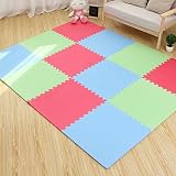 子供のためのインターロックフロアマット - ソフトフォームマット（9個入りパック） (Color : Green)