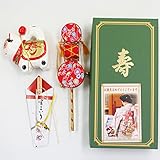 【日本製】お宮参り用小物3点セット 女の子 でんでん太鼓・いぬ張子・扇子【ギフト対応】