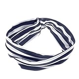 ノーブランド品　６色選択可　赤ちゃん/女の子　弾性ストライプ　ヘアバンド/キッズヘアアクセサリー/ヘッドバンド　 - 紺