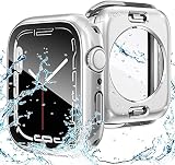 AMAPC for Apple Watch ケース 360度全面防水 バンド 水泳・スポーツ専用 ガラスフィルム 一体型 apple watch 用 カバー 360フルボディ防水 アップルウォッチ ケース Apple Watch Series 9/8/7 41mm対応 シルバー