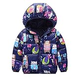 YUEGUANG キッズ ダウンジャケット ベビー ジャケット アウターウェア 中綿 コート フード付き ブルゾン アウター 女の子 男の子 冬 防寒 保温 カジュアル 普段着 (90cm, ブルー)
