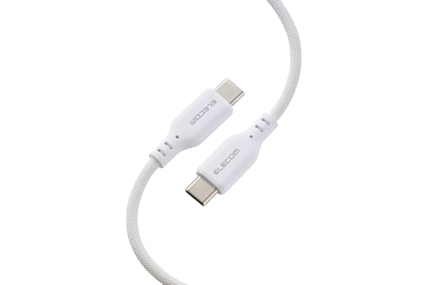 エレコム USB Type C ケーブル 1m 60W PD対応 やわらか 高耐久 シリコンメッシュ ケーブルバンド付き 【 iPhone(15以降)/MacBook/iPad/Galaxy/Android など対応 】 ホワイト MPA-CCECSM10WH