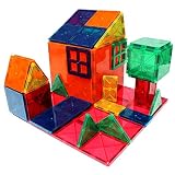 100個14 Shapesクリアカラー磁気タイル建物レンガブロック内2pcs車ボードとPlayboard。Summer Holidayギフトand present for kids。レインボーカラーマ