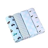 ベビーブランケット おくるみ ひざ掛け 足元まですっぽり コットン フランネル 四季 4枚 セット 出産祝い (車)