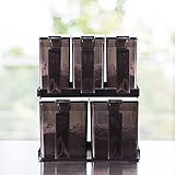 調味料入れ Sサイズ 3個 Lサイズ 2個 ＆ ラック 6点セット ストッカー 容器 ケース 収納 スプーン キッチン ブラック