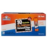 (30-Count, Giant, Washable) - Elmer's Washable All Purpose School Glue Sticks, Clear, 30/Box