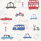 Brewster 443-90505 Moto London British Autos Wallpaper, Red [並行輸入品]