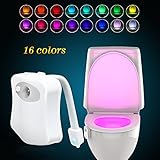 websunトイレ夜ライトモーションセンサー、センサーLEDトイレシートライト – 16色2モード
