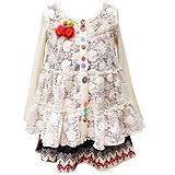 baby Sara(ベビーサラ)女の子用生成フラワーレースカーディガン&フェアアイル柄ノースリーブワンピース2点セット 2T 2歳用 95cm-100cmギフト,,幾何学・抽象模様ドレス【並行輸入】