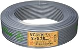 富士電線工業 300V ビニルキャブタイヤ長円形コード VCTFK 0.75SQ 灰 100m