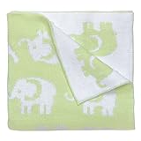 Elegant Baby 100% Cotton Sweater Knit Blanket, Green Elephant, 30 x 40 by Elegant Baby