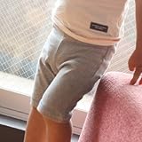 StudioPOPPOオーガニックコットン 上品グレー天竺生地のショートレギンス（グレー/ブルー）60㎝