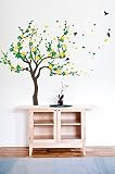 Japanese Cherry Blossomツリーと鳥壁デカールステッカーforフラワーベビー保育園部屋装飾アート L 1768-WALL-02-07